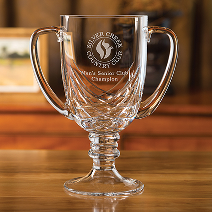 Victory Trophy Cup  Sterling Cut Glass